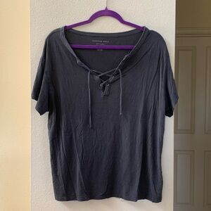 AEO Charcoal Lace-Up Tee